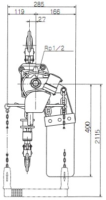 ENDO氣動(dòng)吊車(chē)EHL-1TS尺寸圖2